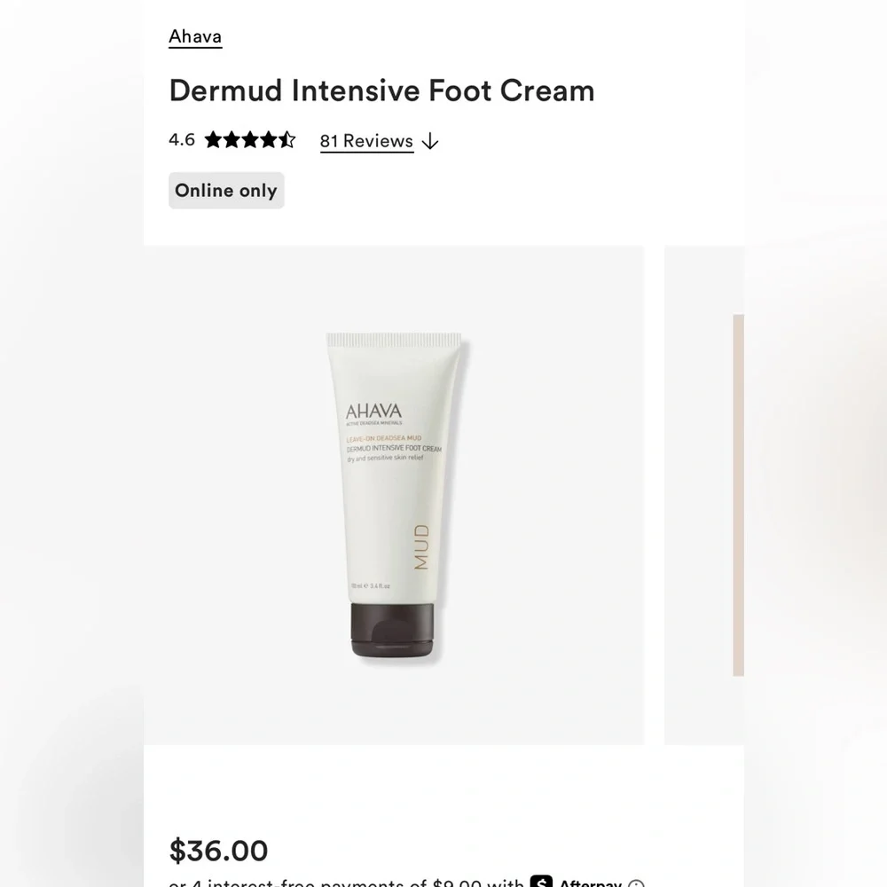 AHAVA Dermud Intensive Foot Cream | 3.4 oz | New
